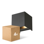 Mehrfachpackung 4x D'Lite LED Wandleuchte Elingen Aluminium Schwarz 4.9W 480lm - 830 Warmweiß | IP65